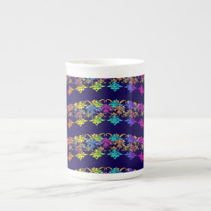 Taza De Porcelana Símbolos Florales Marina