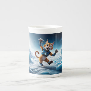 Taza De Porcelana Simpático gato robot en otro planeta helado