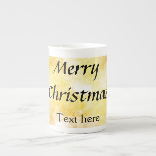 Taza De Porcelana Simple dorado agrega tu texto feliz Navidad person