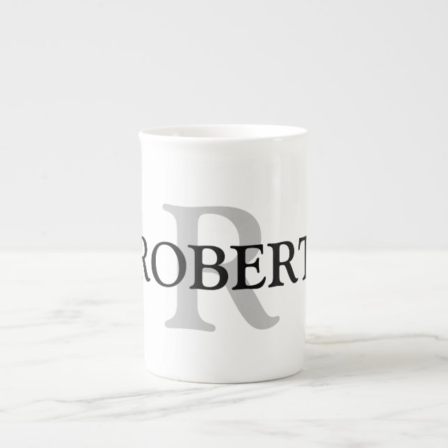 Taza De Porcelana simple mínimo añadir su nombre MONOGRAM GROOMSMEN  (Frente)