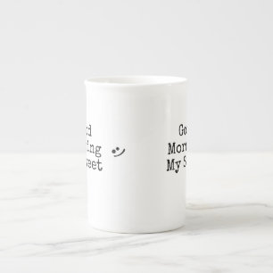 Taza De Porcelana Simple tipografía negra Buenos días mi dulce
