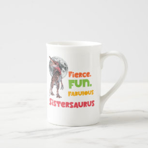 Taza De Porcelana Sistersaurus Squad de Dinos Diseño de Hermanas Emp