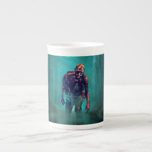 Taza De Porcelana SlipperyJoe aterradora figura de zombie aislada om