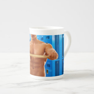 Taza De Porcelana SlipperyJoe hombre muscular abs vestuario de baldo