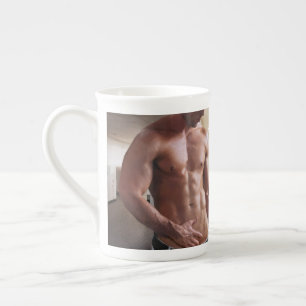 Taza De Porcelana SlipperyJoe hombre muscular sin camisa 6pack abs f