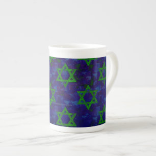 Taza De Porcelana SlipperyJoe's Hanukkah filas verdes Estrellas de D