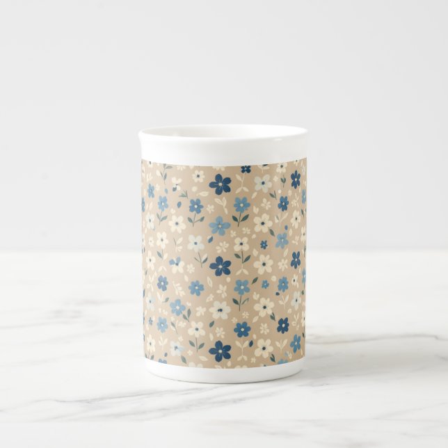 Taza De Porcelana Small blue and white floral pattern (Frente)