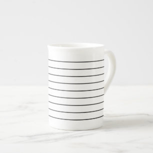 Taza De Porcelana Sofisticadas Stripes Black and White Tea Cup