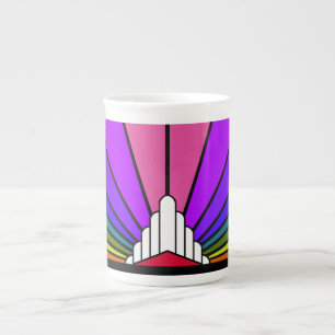 Taza De Porcelana Sol Art Decó en arco iris