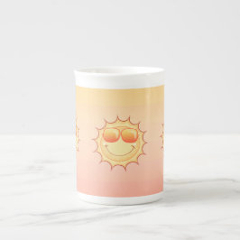 Taza De Porcelana Sol sonriente