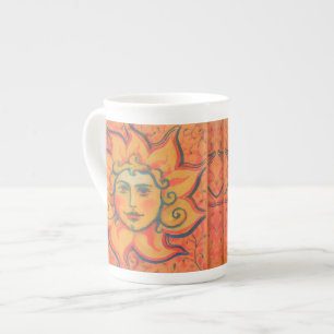 Taza De Porcelana Sol sonriente, arte de fantasía de cuento de hadas