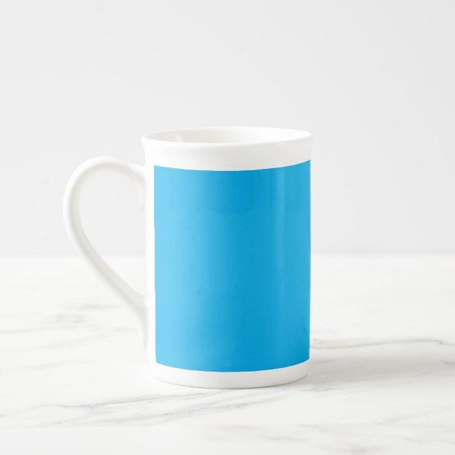 Taza De Porcelana Solid Cyan Blue Background | Summer Minimal Style (Izquierda)