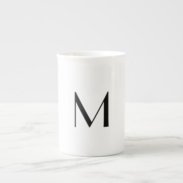 Taza De Porcelana  solid white - add  black monogram   (Frente)