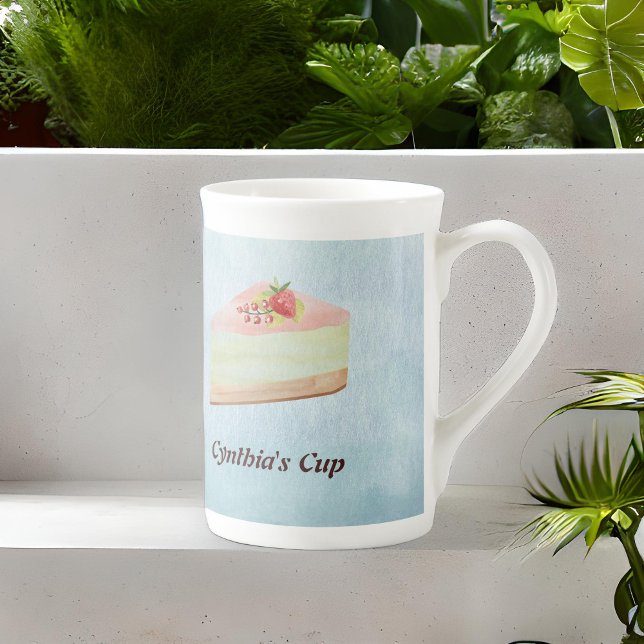 Taza De Porcelana Sólo postres con monograma en acuarelas suaves (Subido por el creador)