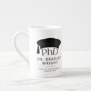 Taza De Porcelana Sombrero doctoral de doctorado personalizado Gradu