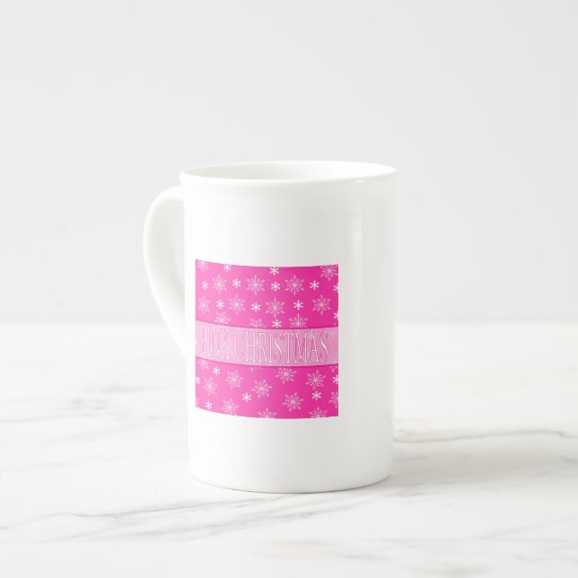 Taza De Porcelana Soñando con un Navidad rosado (Izquierda)