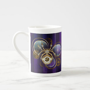 Taza De Porcelana Spider Steampunk sobre fondo morado