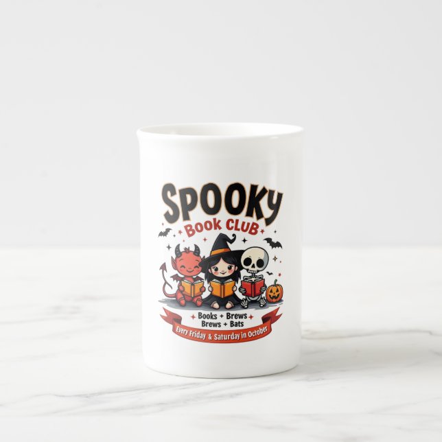 Taza De Porcelana Spooky Book Club Halloween China Mug (Frente)