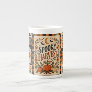 Taza De Porcelana Spooky Harvest Vintage Halloween Patchwork
