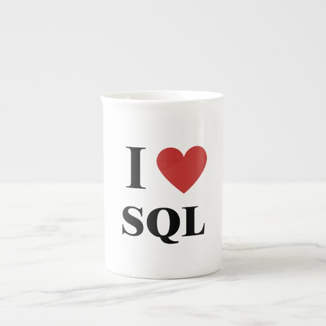 Taza De Porcelana SQL de corazón I (Frente)