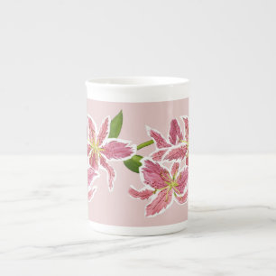 Taza De Porcelana Stargazer Lilies Bone China Mug
