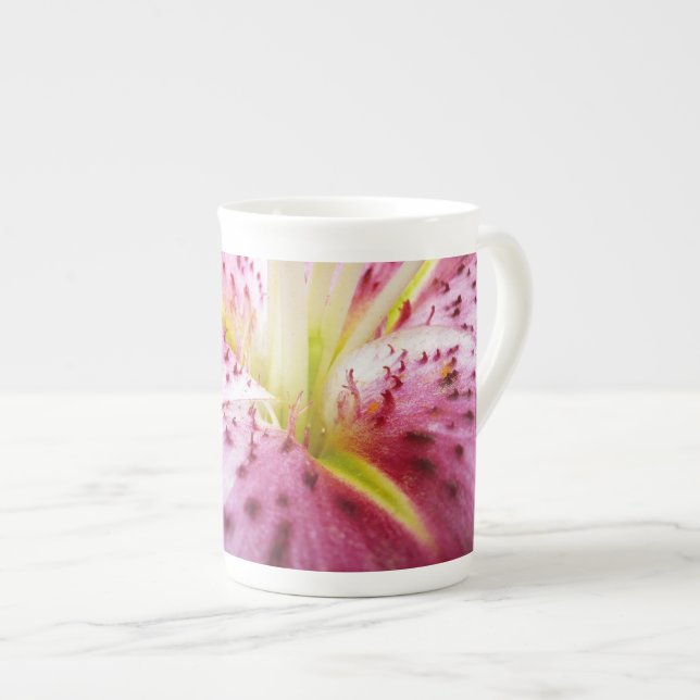 Taza De Porcelana Stargazer Lily Bright Magenta Floral (Derecha)