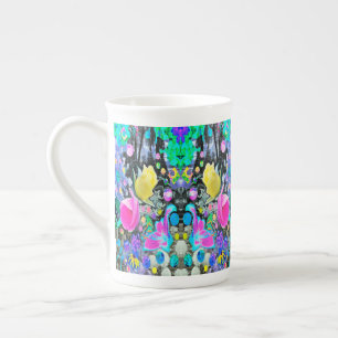 Taza De Porcelana Stargazer Lily, Rosa y Collage de Hibiscus Rosa