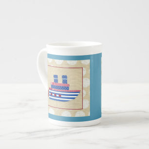 Taza De Porcelana Steship with Propeller and Blue Smostacks