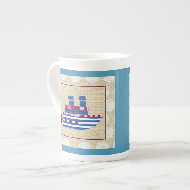 Taza De Porcelana Steship with Propeller and Blue Smostacks (Izquierda)