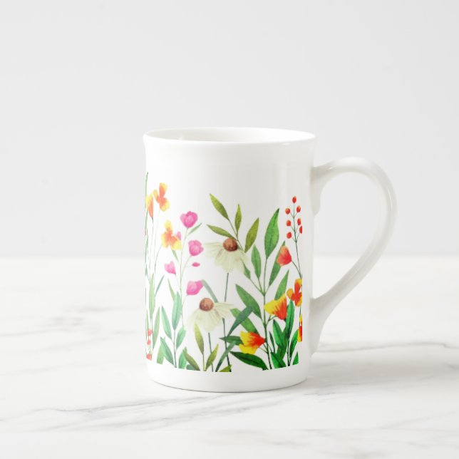 Taza De Porcelana Sublimación de flores silvestres (Derecha)
