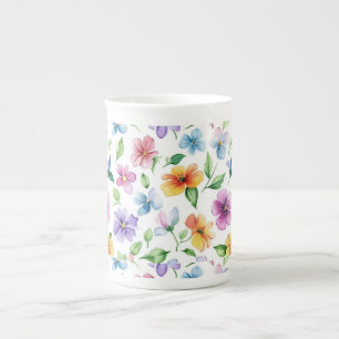 Taza De Porcelana Sublimación del patrón floral de flores-95652