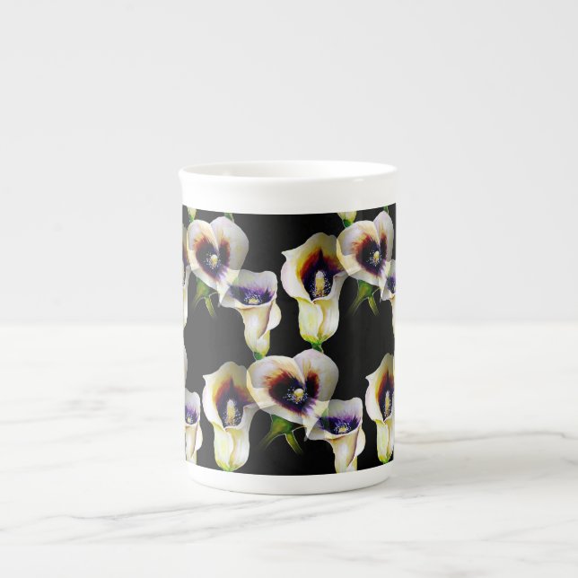 Taza De Porcelana Sublime acuarela Arum Calla Lilies (Frente)