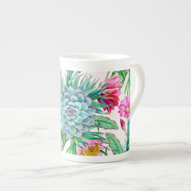 Taza De Porcelana Suculento jardín tropical (Derecha)