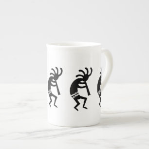 Taza De Porcelana Sudoeste blanco y negro de Kokopelli
