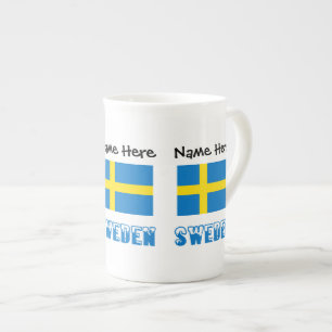 Taza De Porcelana Suecia y bandera sueca con tu nombre