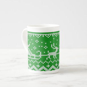 Taza De Porcelana Suéter fea Santa Claus trineo y renos
