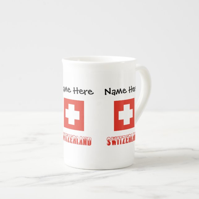Taza De Porcelana Suiza y la bandera suiza personalizada (Derecha)