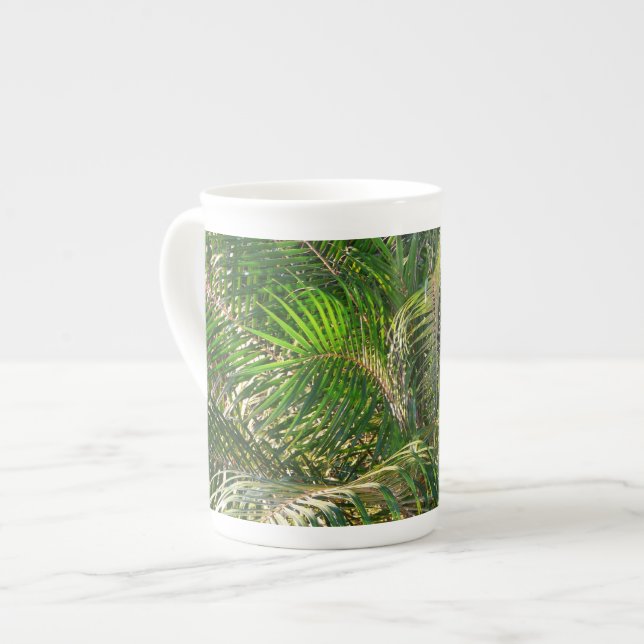 Taza De Porcelana Sunset Lit Palm Fronds Tropical (Izquierda)