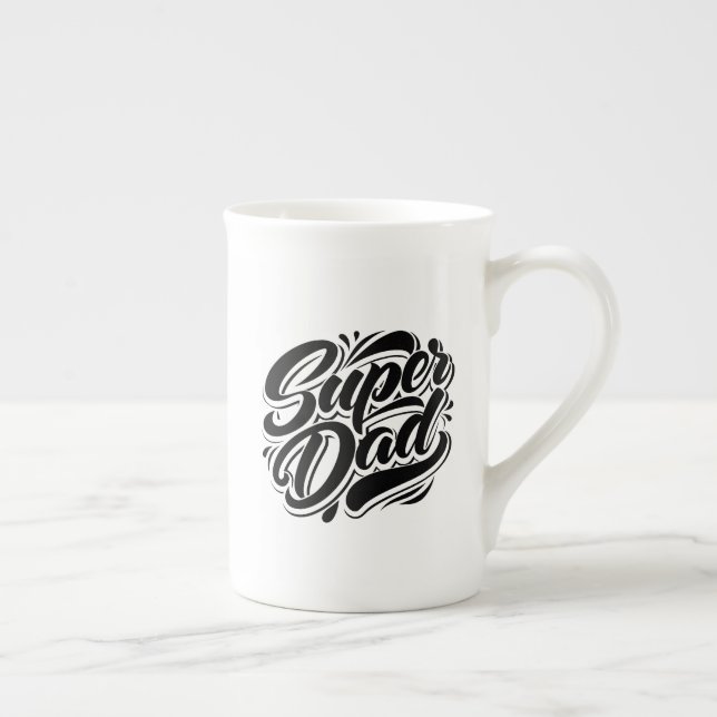 Taza De Porcelana Super Dad Hero Typography Design-67888 (Derecha)