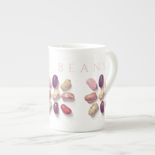 Taza De Porcelana TAC TIC TOE JELLY BEANS Bone China Mug + Texto (Derecha)