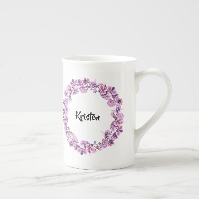 Taza De Porcelana Tacup personalizado de Orquídea Púrpura (Derecha)