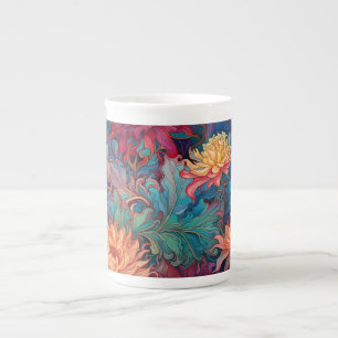 Taza De Porcelana Tapiz floral de Dahlia