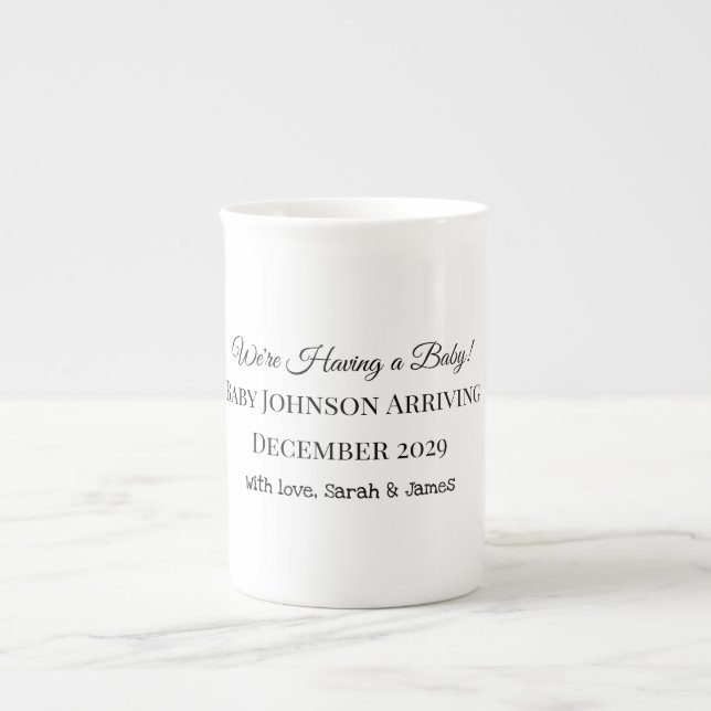 Taza De Porcelana Tarjeta de revelación de bebé personalizado (Frente)