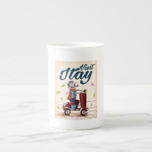 Taza De Porcelana Tarjeta postal de viaje vintage de Italia de dibuj