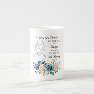 Taza De Porcelana Te amaré para siempre, Floral de citas del Día de