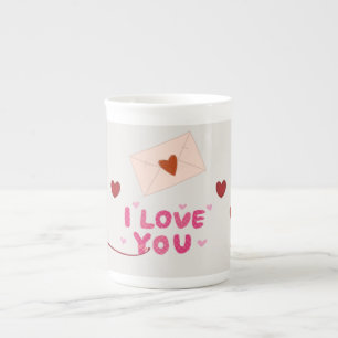 Taza de porcelana 'Te Amo' carta de amor romántica