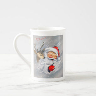 Taza De Porcelana Té de reno retro vintage de Navidad