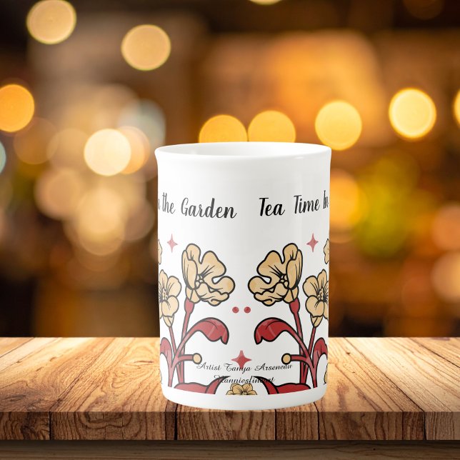 TAZA DE PORCELANA "TÉ EN EL JARDÍN" MARRÓN CUIDADO PERSONALIZADO (Subido por el creador)