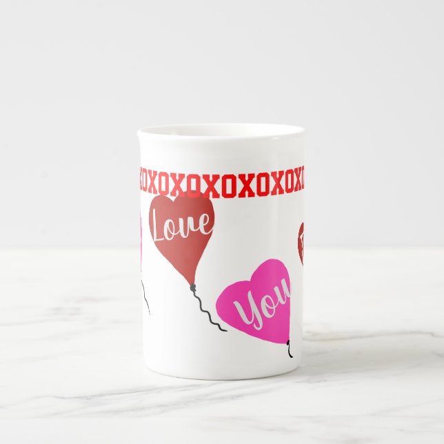 Taza De Porcelana Te encantan los corazones rosados rojos (Frente)