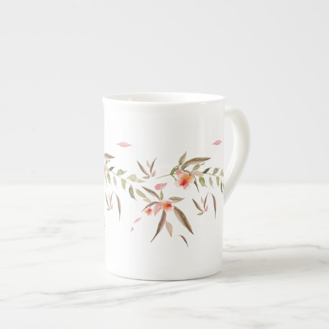 Taza De Porcelana Té suave de maceta floral pintado (Derecha)